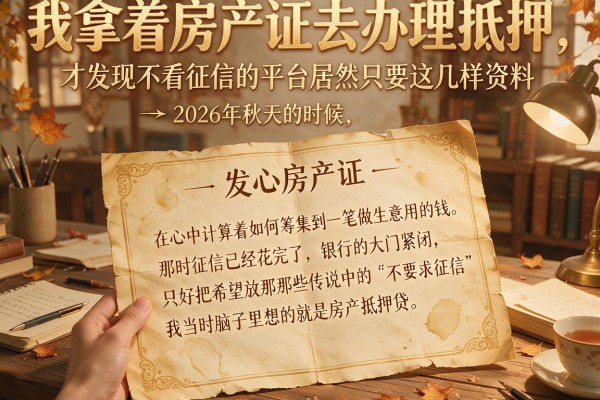 我拿着房产证去办理抵押，才发现不看征信的平台居然只要这几样资料