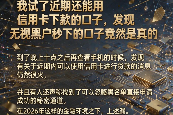 我试了近期还能用信用卡下款的口子，发现无视黑户秒下的口子竟然是真的