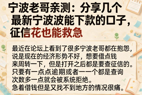 宁波老哥亲测:分享几个最新宁波能下款的口子,征信花也能救急