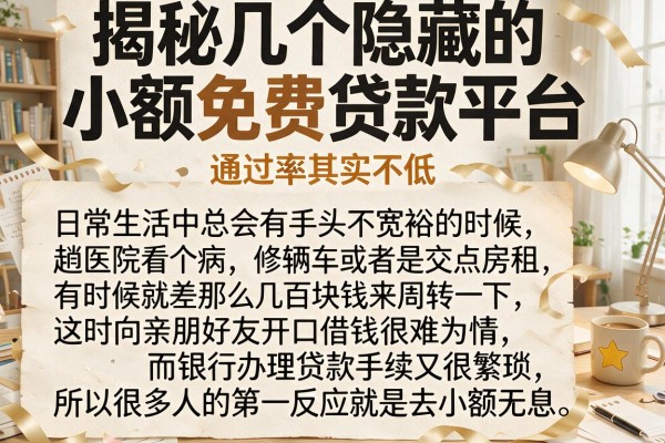 揭秘几个隐藏的小额免费贷款平台，通过率其实不低