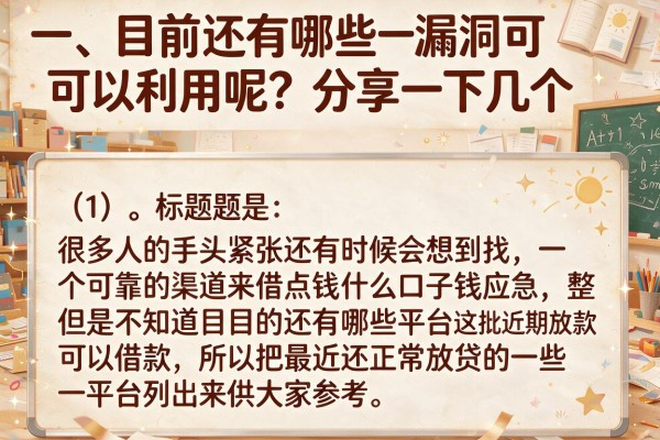揭秘现在还有什么口子放水，整理了这批近期放款平台