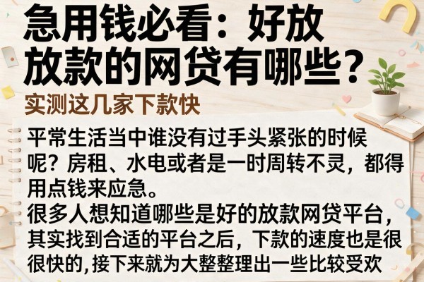 急用钱必看：好放款的网贷有哪些？实测这几家下款快