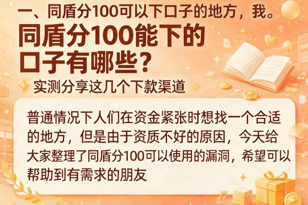 同盾分100能下的口子有哪些？实测分享这几个下款渠道