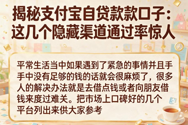揭秘支付宝自贷款款口子：这几个隐藏渠道通过率惊人