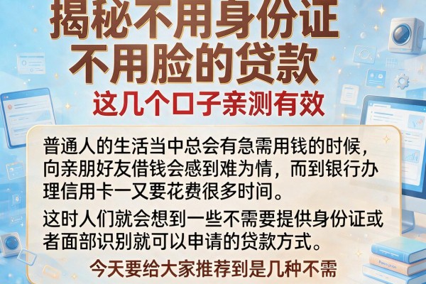 揭秘不用身份证不用脸的贷款，这几个口子亲测有效