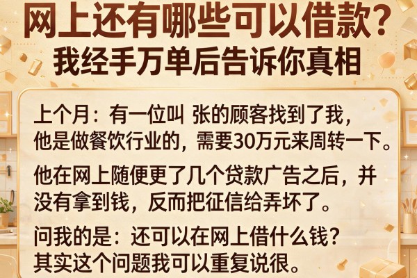 网上还有哪些可以借款？我经手万单后告诉你真相