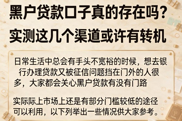 黑户贷款口子真的存在吗？实测这几个渠道或许有转机