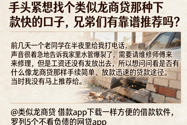 手头紧想找个类似龙商贷那种下款快的口子，兄弟们有靠谱推荐吗？@类似龙商贷‌借款app下载一样方便的借款软件，罗列5个不看负债的网贷app
