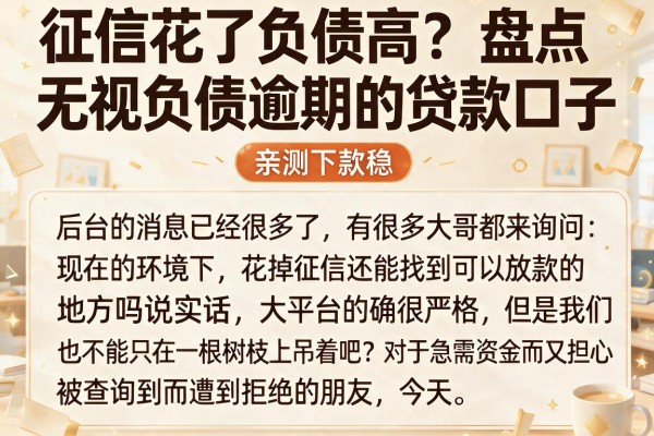 征信花了负债高？盘点五个无视负债逾期的贷款口子，亲测下款稳