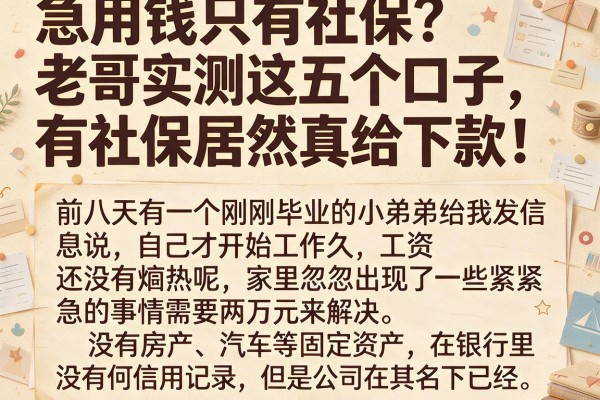 急用钱只有社保？老哥实测这五个口子，有社保居然真给下款！