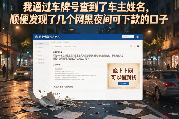我通过车牌号查到了车主姓名，顺便发现了几个网黑夜间可下款的口子