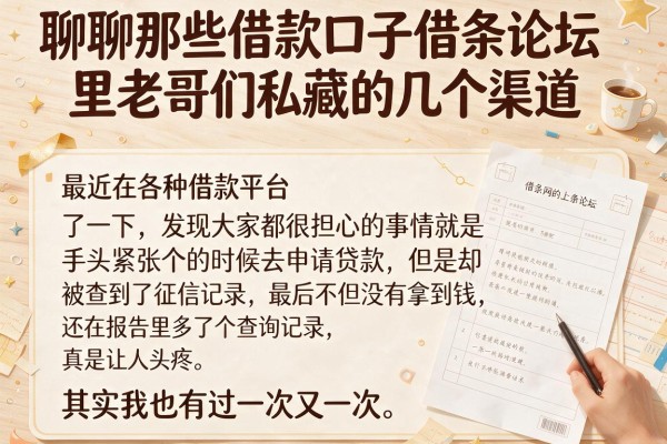 聊聊那些借款口子借条论坛里老哥们私藏的几个渠道