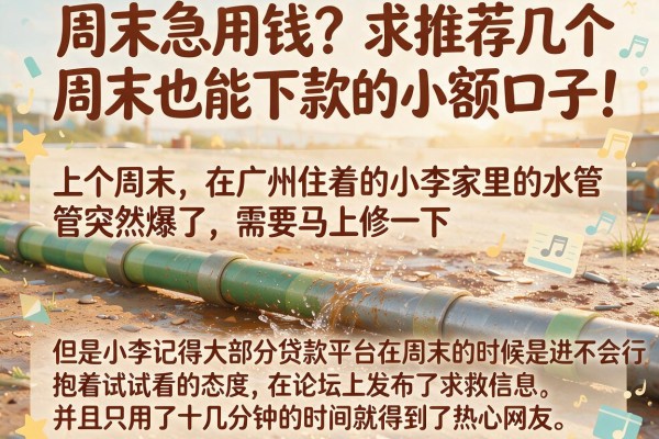 周末急用钱？求推荐几个周末也能下款的小额口子！