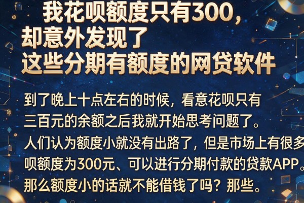 我花呗额度只有300，却意外发现了这些分期有额度的网贷软件