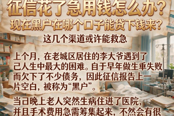 征信花了急用钱怎么办？现在黑户在哪个口子能贷下钱来？这几个渠道或许能救急