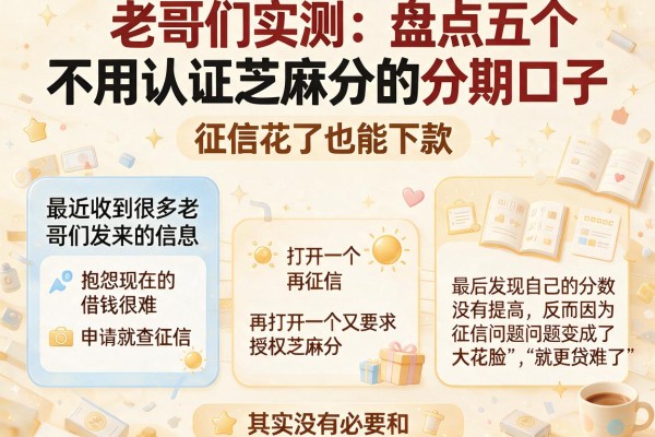 老哥们实测：盘点五个不用认证芝麻分的分期口子，征信花了也能下款