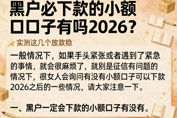 黑户必下款的小额口子有吗2026?实测这几个放款稳