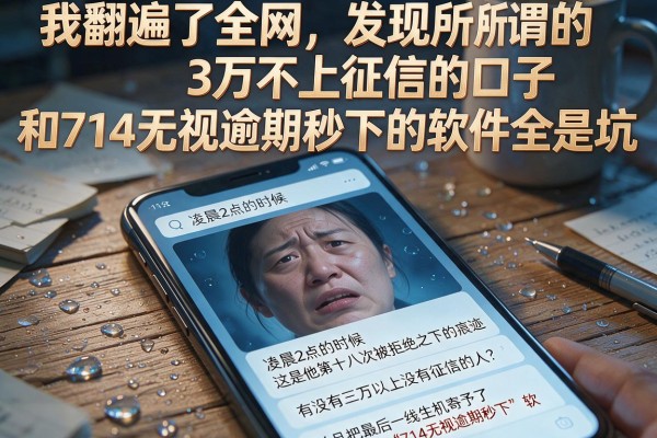 我翻遍了全网，发现所谓的3万不上征信的口子和714无视逾期秒下的软件全是坑