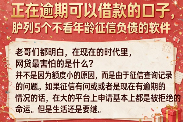 正在逾期可以借款的口子，胪列5个不看年龄征信负债的软件