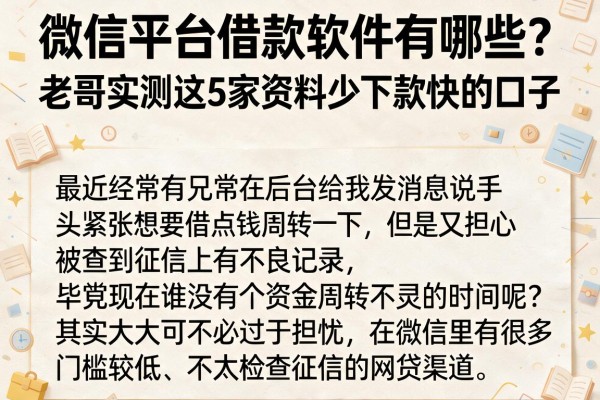 微信平台借款软件有哪些？老哥实测这5家资料少下款快的口子
