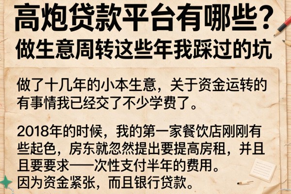 高炮贷款平台有哪些？做生意周转这些年我踩过的坑