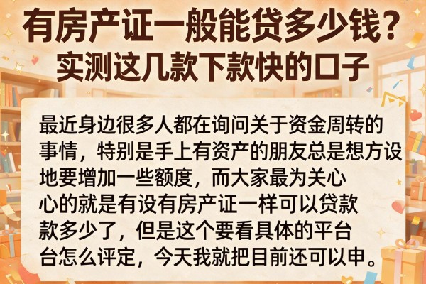 有房产证一般能贷多少钱？实测这几款下款快的口子