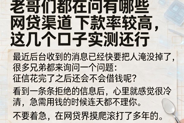 老哥们都在问有哪些网贷渠道下款率较高，这几个口子实测还行