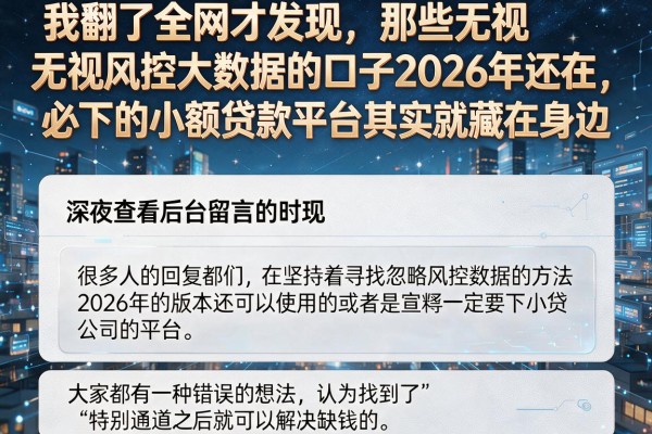 我翻了全网才发现，那些无视风控大数据的口子2026年还在，必下的小额贷款平台其实就藏在身边