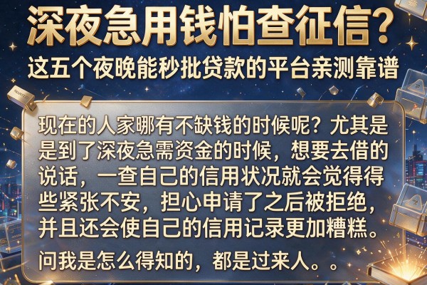 深夜急用钱怕查征信？这五个夜晚能秒批贷款的平台亲测靠谱