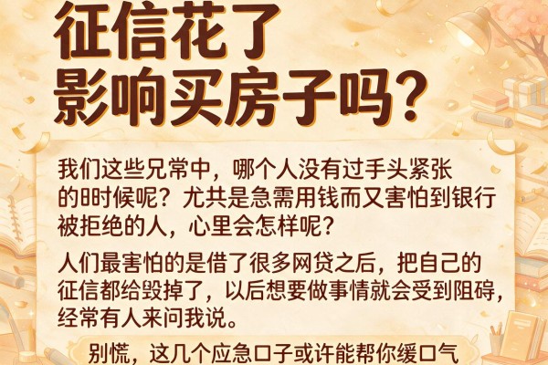 征信花了影响买房子吗？别慌，这几个应急口子或许能帮你缓口气