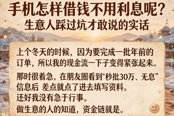 手机怎样借钱不用利息呢？生意人踩过坑才敢说的实话