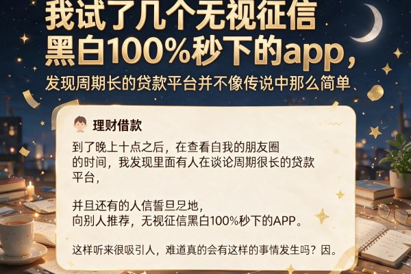 我试了几个无视征信黑白100%秒下的app，发现周期长的贷款平台并不像传说中那么简单
