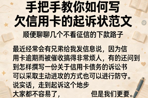 手把手教你如何写欠信用卡的起诉状范文，顺便聊聊几个不看征信的下款路子