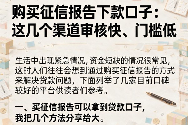 购买征信报告下款口子：这几个渠道审核快、门槛低