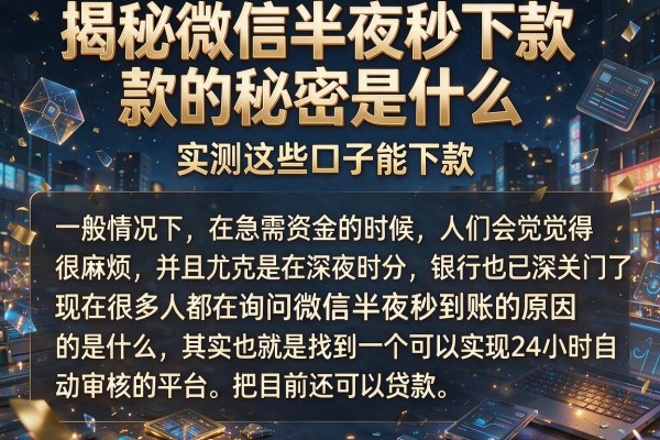 揭秘微信半夜秒下款的秘密是什么，实测这些口子能下款