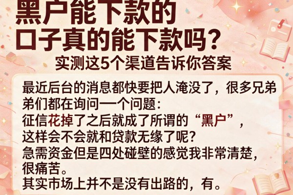 黑户能下款的口子真的能下款吗？实测这5个渠道告诉你答案