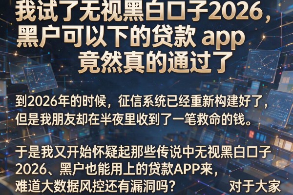 我试了无视黑白口子2026,黑户可以下的贷款app竟然真的通过了