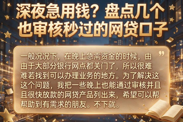 深夜急用钱？盘点几个晚上也审核秒过的网贷口子