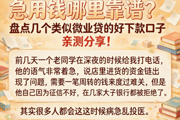 急用钱哪里靠谱?盘点几个类似微业贷的好下款口子,亲测分享!