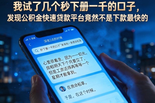 我试了几个秒下册一千的口子，发现公积金快速贷款平台竟然不是下款最快的