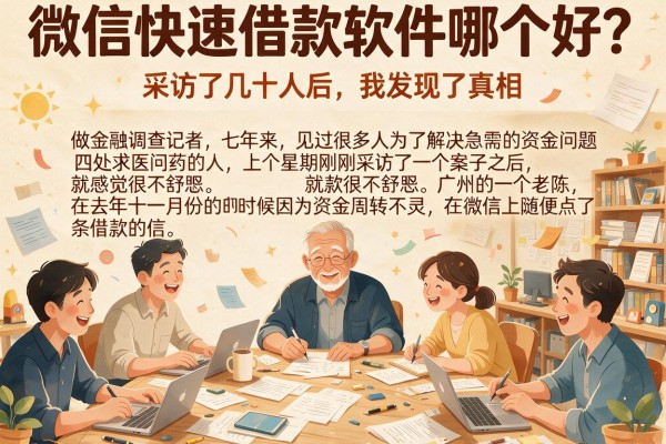 微信快速借款软件哪个好？采访了几十人后，我发现了真相