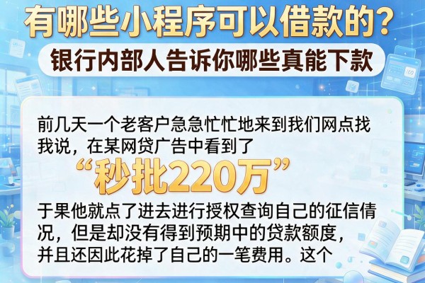 有哪些小程序可以借款的？银行内部人告诉你哪些真能下款