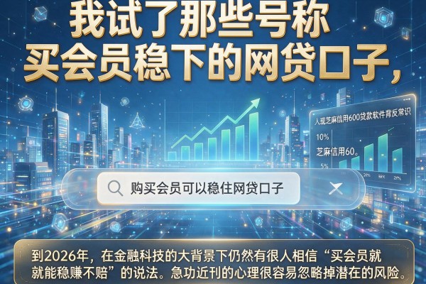 我试了那些号称买会员稳下的网贷口子，发现芝麻信用600贷款软件背后的真相有点反常识