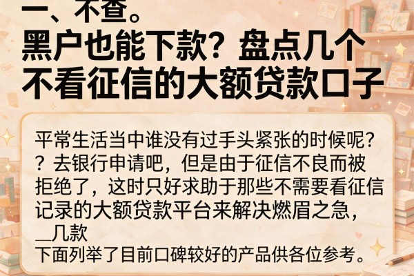 黑户也能下款？盘点几个不看征信的大额贷款口子