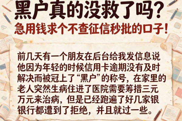 黑户真的没救了吗？急用钱求个不查征信秒批的口子！