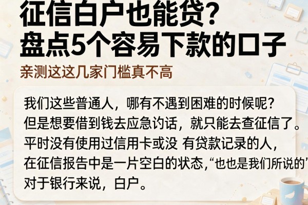 征信白户也能贷？盘点5个容易下款的口子，亲测这几家门槛真不高