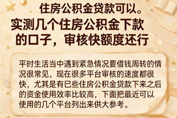 实测几个住房公积金下款的口子,审核快额度还行