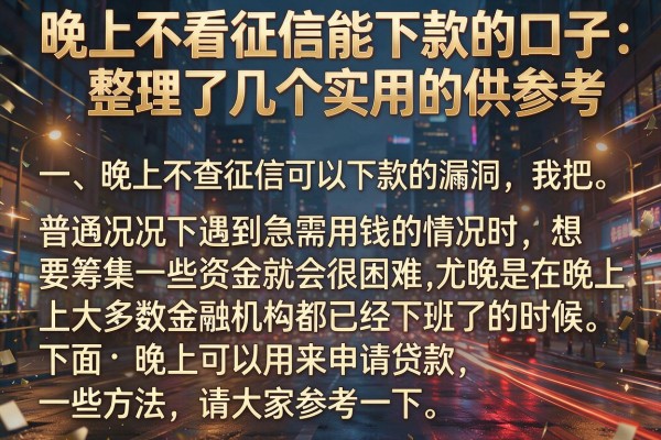 晚上不看征信能下款的口子：整理了几个实用的供参考