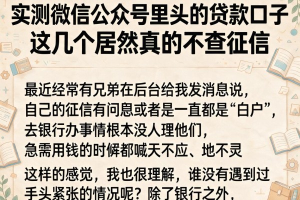 实测微信公众号里头的贷款口子，这几个居然真的不查征信