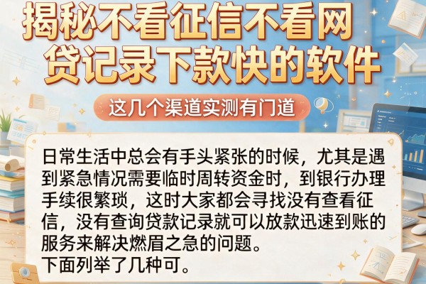 揭秘不看征信不看网贷记录下款快的软件，这几个渠道实测有门道